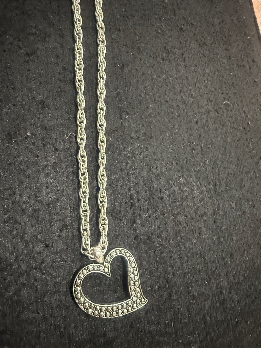 Sterling Silver Heart Pendant Necklace - Silver